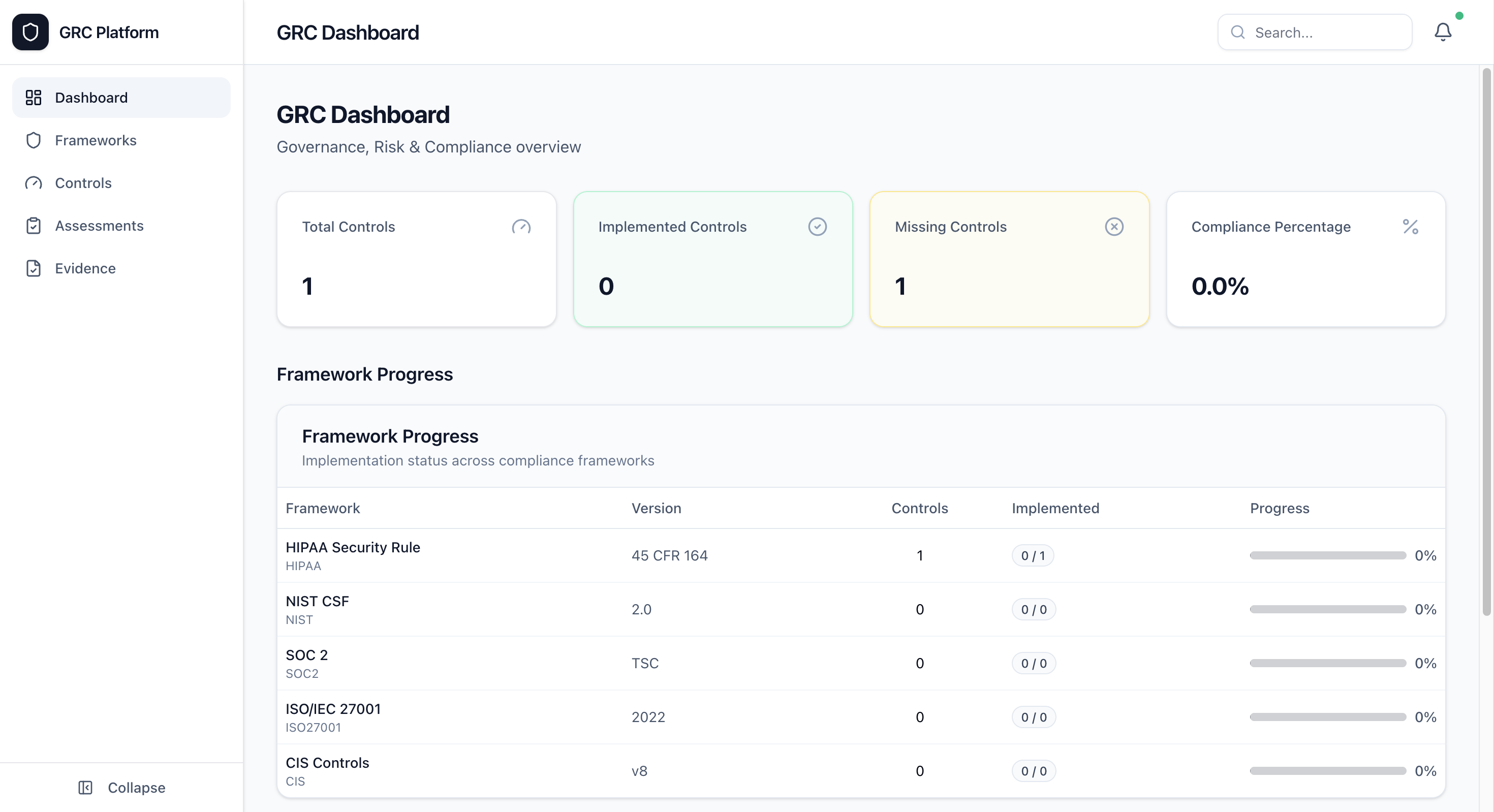 Compliance Dashboard preview